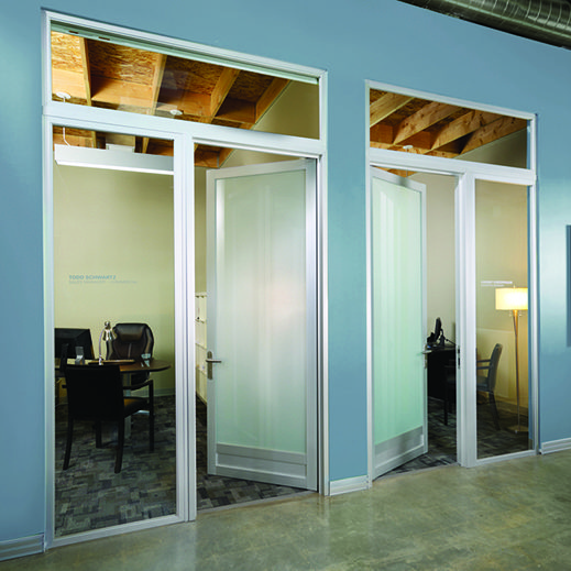 Space Plus Swing Doors with PARTITION WALLS and transoms new kick