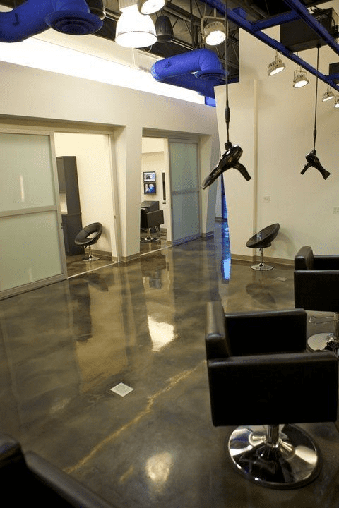 glass wall slides in a hair salon